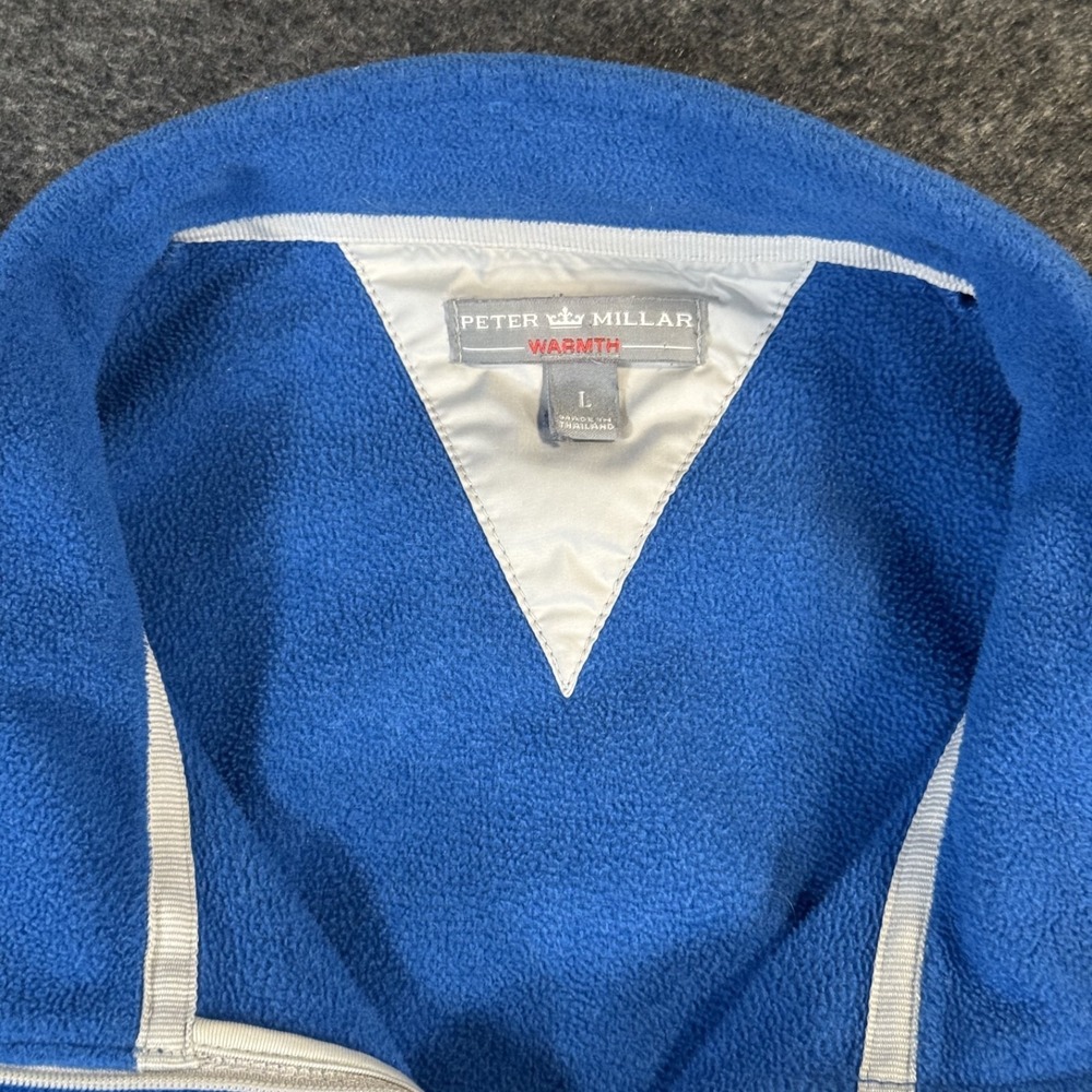 Peter Millar Warmth Fleece 1/4 Zip Sweater Men's Large Blue Golf Pullover Preppy - Picture 4 of 8